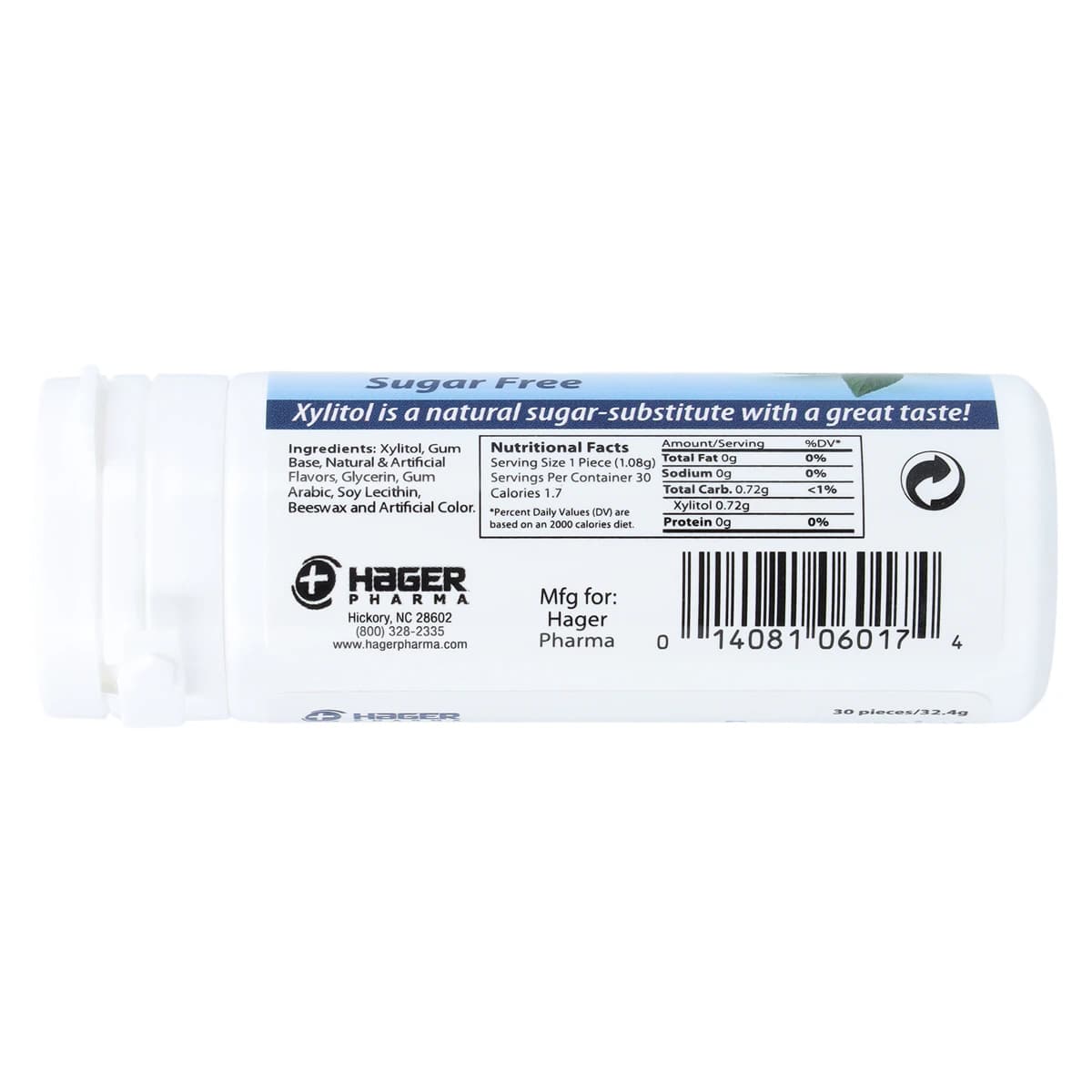 Miradent Xylitol Gum, Peppermint, 30 Pieces per Tube, 12 Tubes per Box thumbnail 4