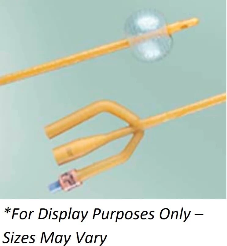 Bardex 3-Way Foley Catheter, Curved Coude Tip, Red Rubber Latex, 20 Fr, 30 cc Balloon - Catheter Anti-Infection - Image 1