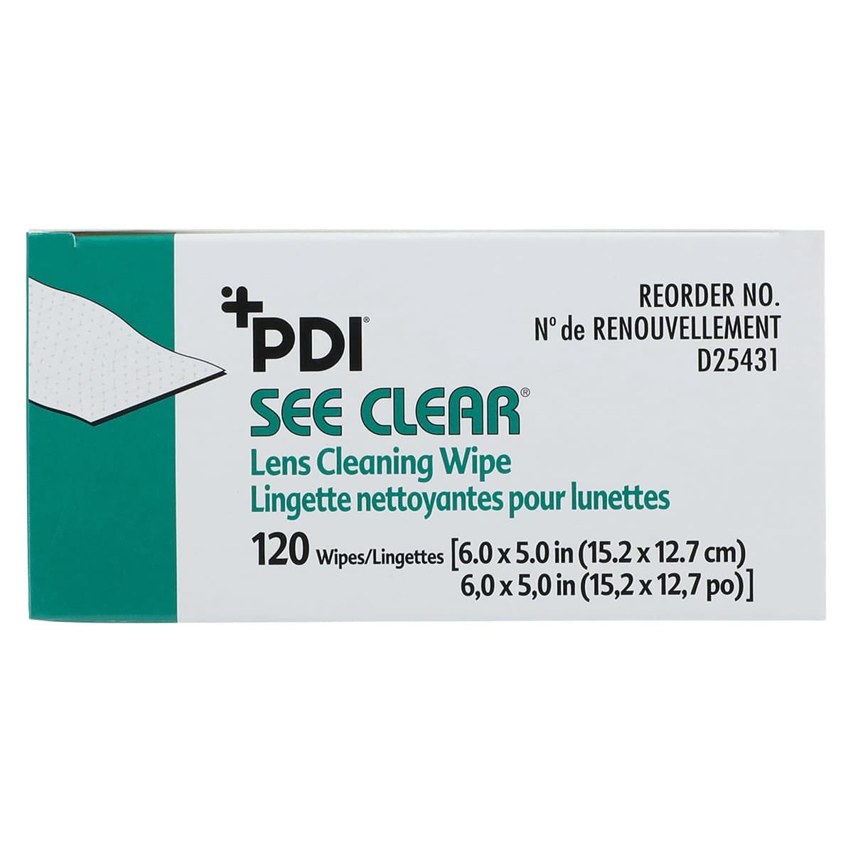 PDI See Clear Lens Cleaning Wipes, 6" x 5", 120 Individually Wrapped Wipes per Box, D25431 thumbnail 6