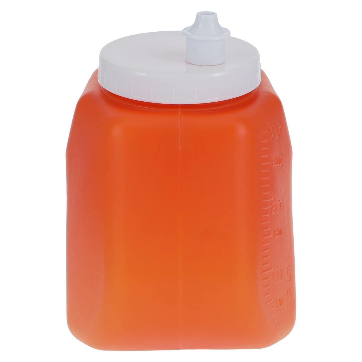 Simport Scientific Urisafe Urine Collection Container, 3L HDPE, Graduated, Pour Spout, Snap Valve, Orange, 40/Case thumbnail 2