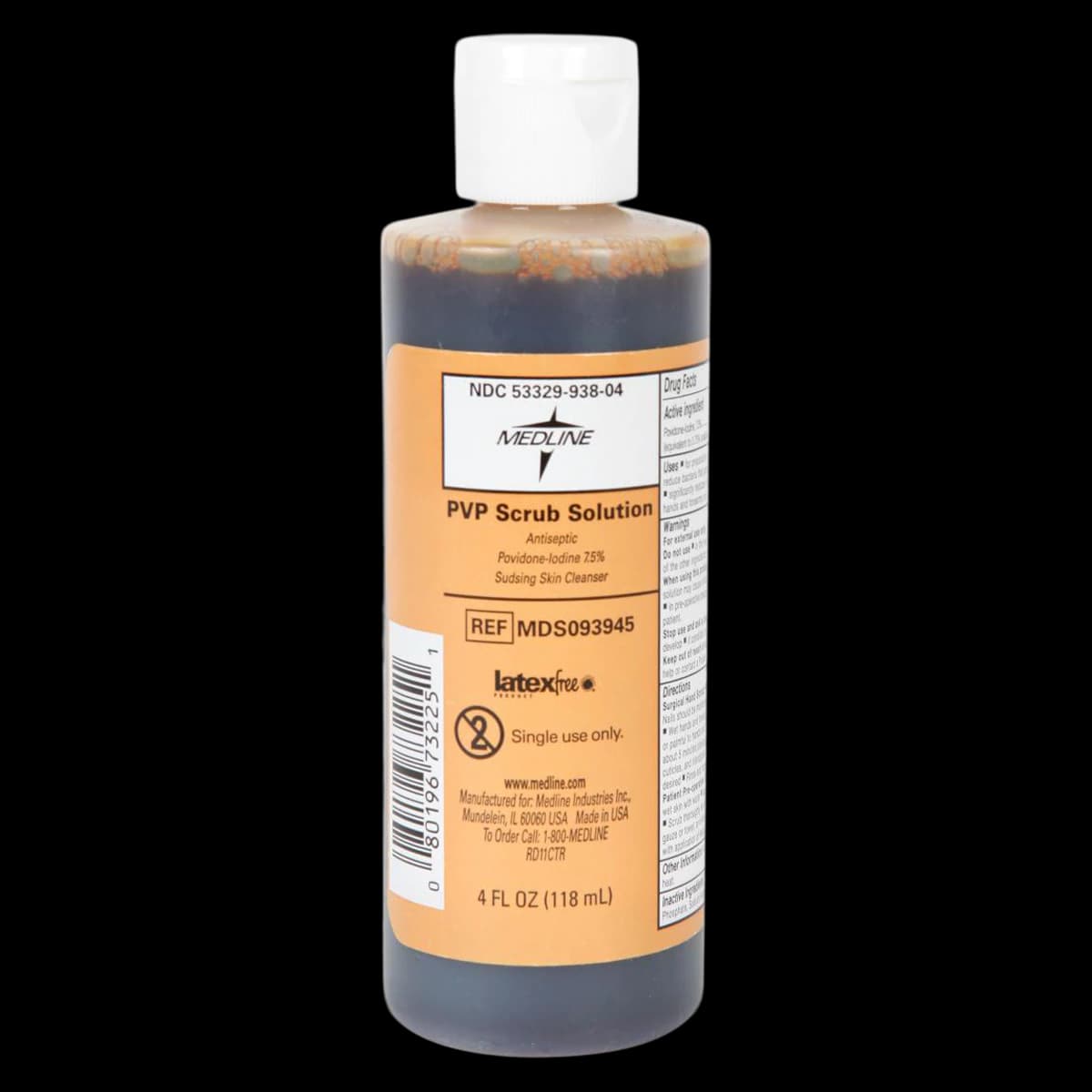 Medline Povidone Iodine Surgical Scrub Solution, 4 oz Bottle - Povidone Iodine Scrub Sol - Image 1