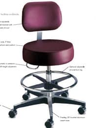 Brewer Century Series Exam Stool with Backrest, Desert Rose, 250 lb Capacity, V007 - Stool Century Backrst V007 - Image 1