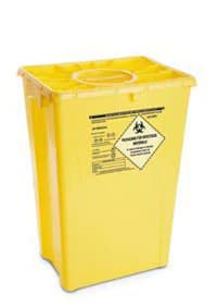 Sharps Container, 12 Gallon, Yellow, Horizontal Drop, Double Lid with Gasket, Polyethylene, Reusable, 8/Case - Sharps Cont Chemo Horizontal - Image 1