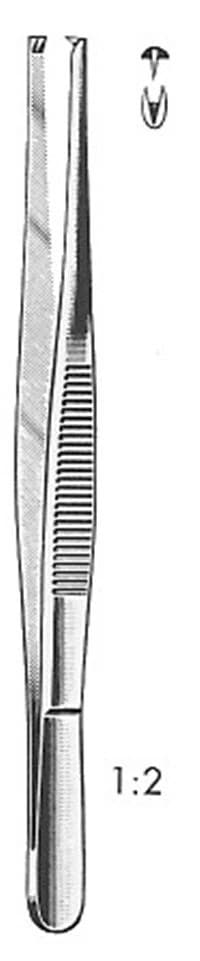 Tissue Forceps, 1x2 Teeth, 8" German Stainless Steel, Each - Forcep Tissue 1x2 Teeth - Image 1
