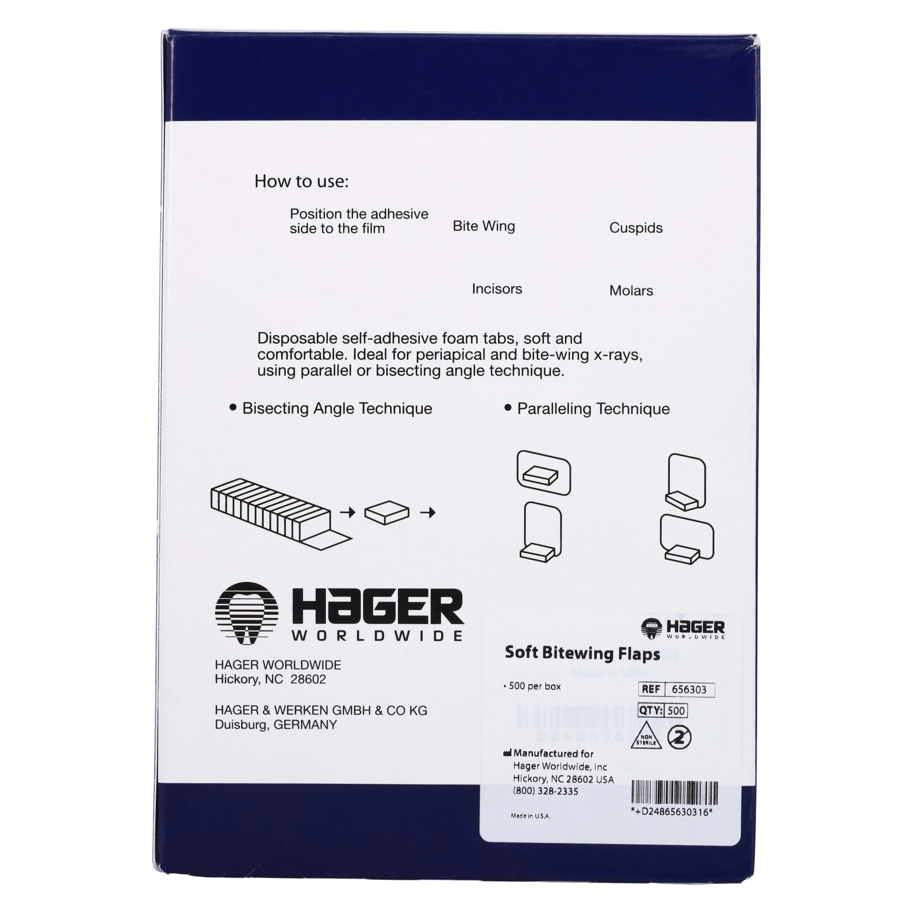 Hager Worldwide Soft Bite-Wing Tabs, White, Foam, Self-Adhesive, 500/Box, 656303 thumbnail 3