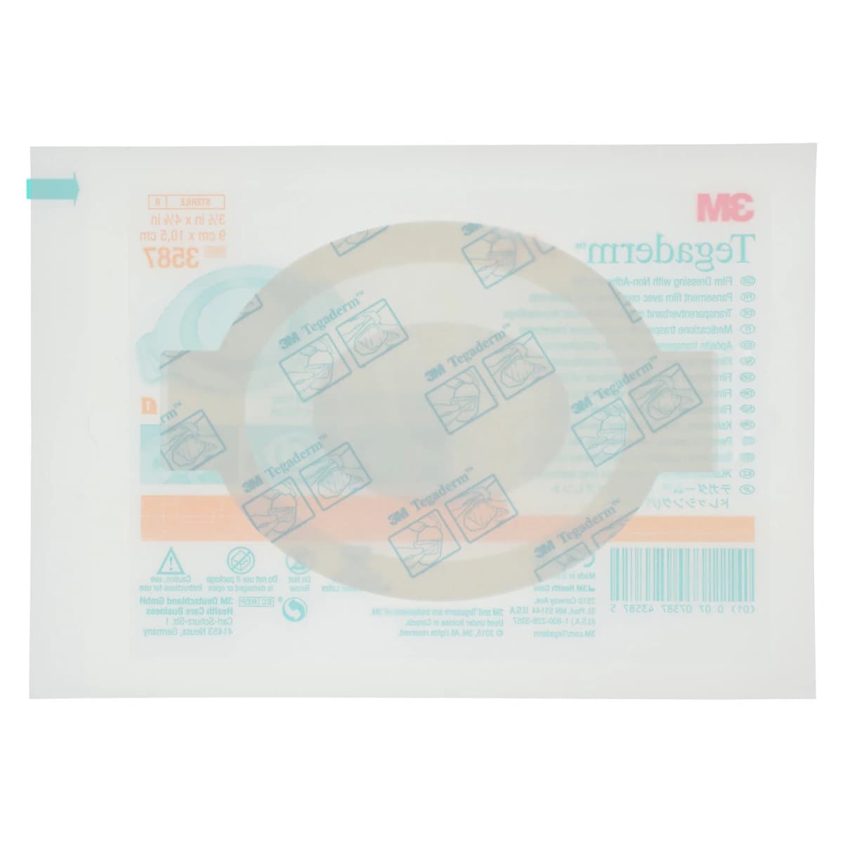 3M Tegaderm +Pad Film Island Dressing, 3-1/2" x 4-1/8", Sterile, Non-Adherent, Transparent, Latex-Free thumbnail 4