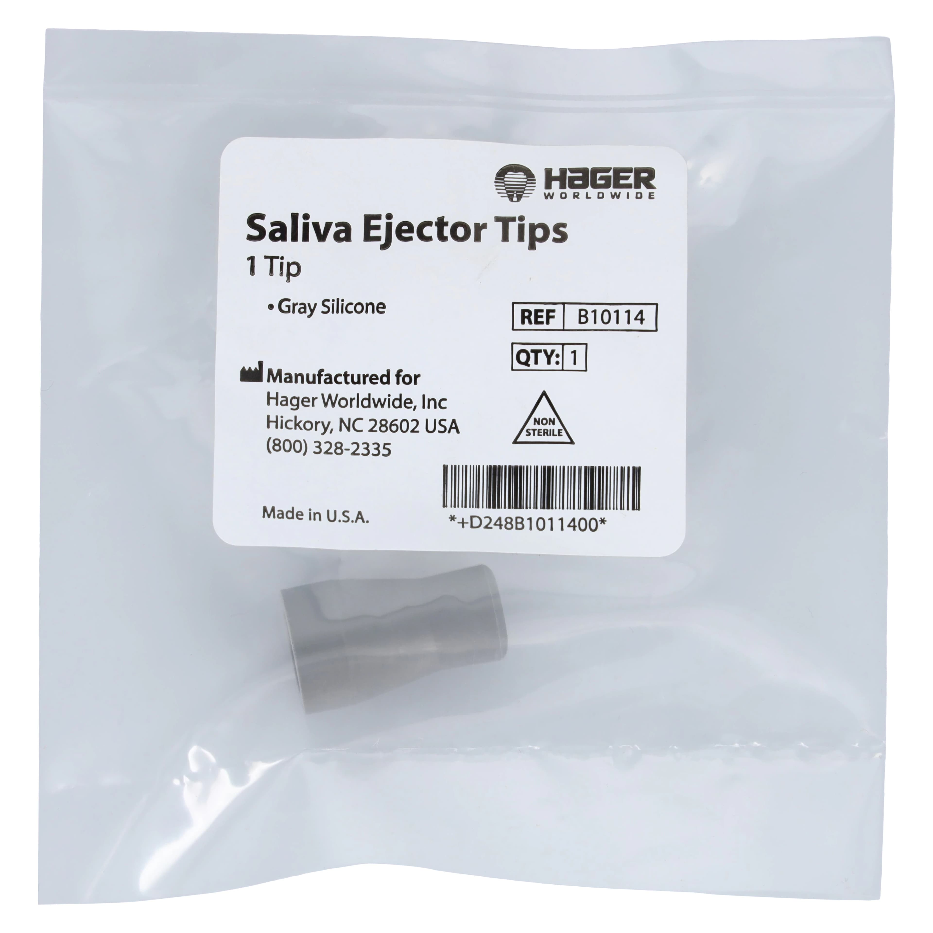 Hager Worldwide Bull Frog Saliva Ejector Tip, Gray Silicone, Autoclavable, 1/Pk, B10114 - Hager - Saliva Valve Rubber Tip Gray, Autoclavable. - Image 1