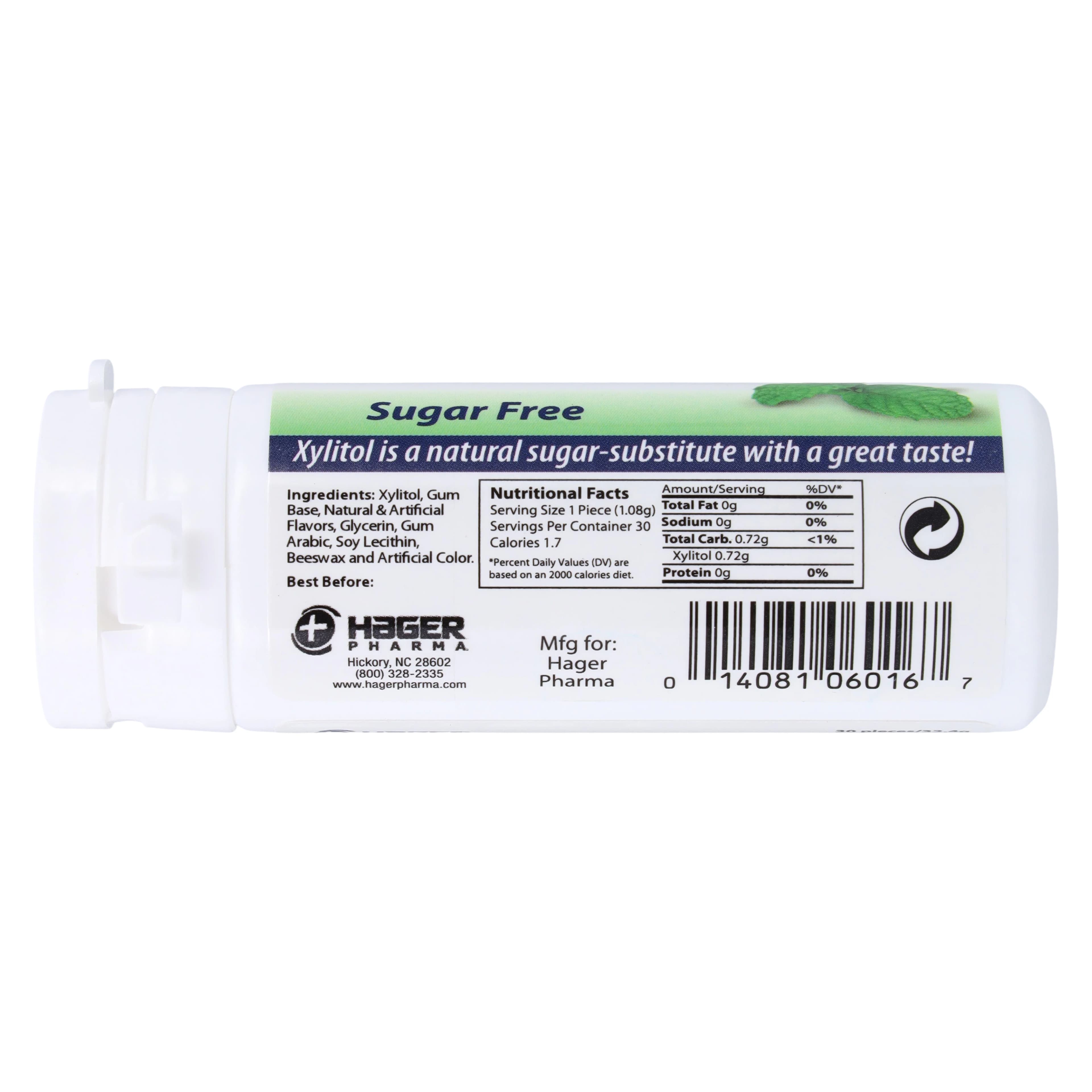 Miradent Xylitol Gum, Spearmint, 30 Pieces per Tube, 12 Tubes per Box thumbnail 5