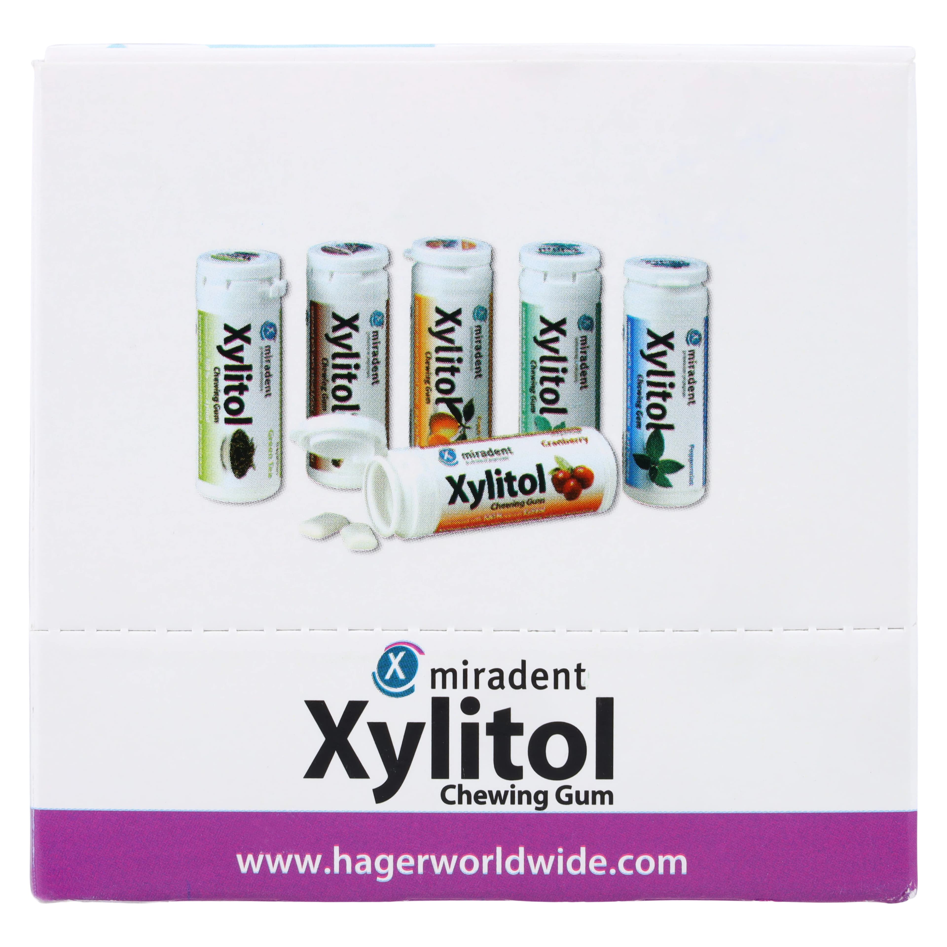 Miradent Xylitol Gum, Spearmint, 30 Pieces per Tube, 12 Tubes per Box thumbnail 6