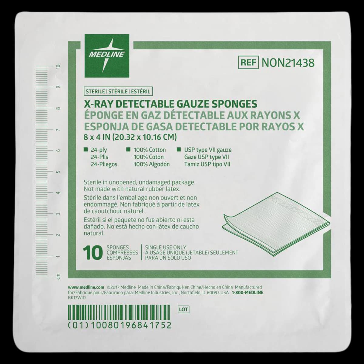 Medline X-Ray Detectable Gauze Sponge, 24-Ply, 200/Case - Gauze Sponge X-Ray 24-Ply - Image 1