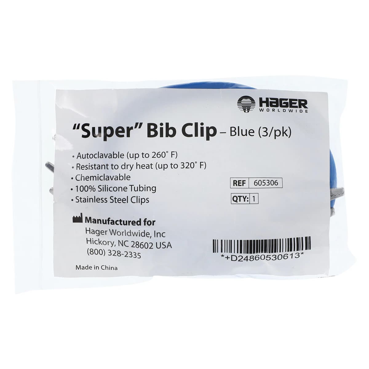 Hager Worldwide Super Bib Clips, Blue, 3/Pkg, 14" Length, 605306 thumbnail 3