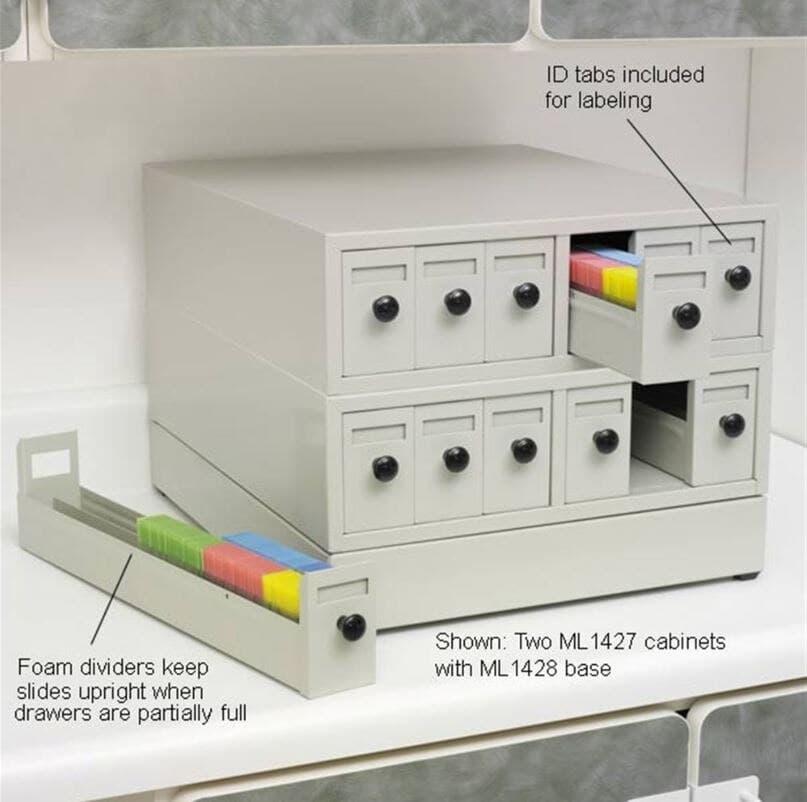 Marketlab Slide Storage Cabinet, Gray, 5000 Slide Capacity, 6 Drawers, 18-3/4 x 15-3/4 x 4-9/10 in - Slide Storage Cabinet - Image 1