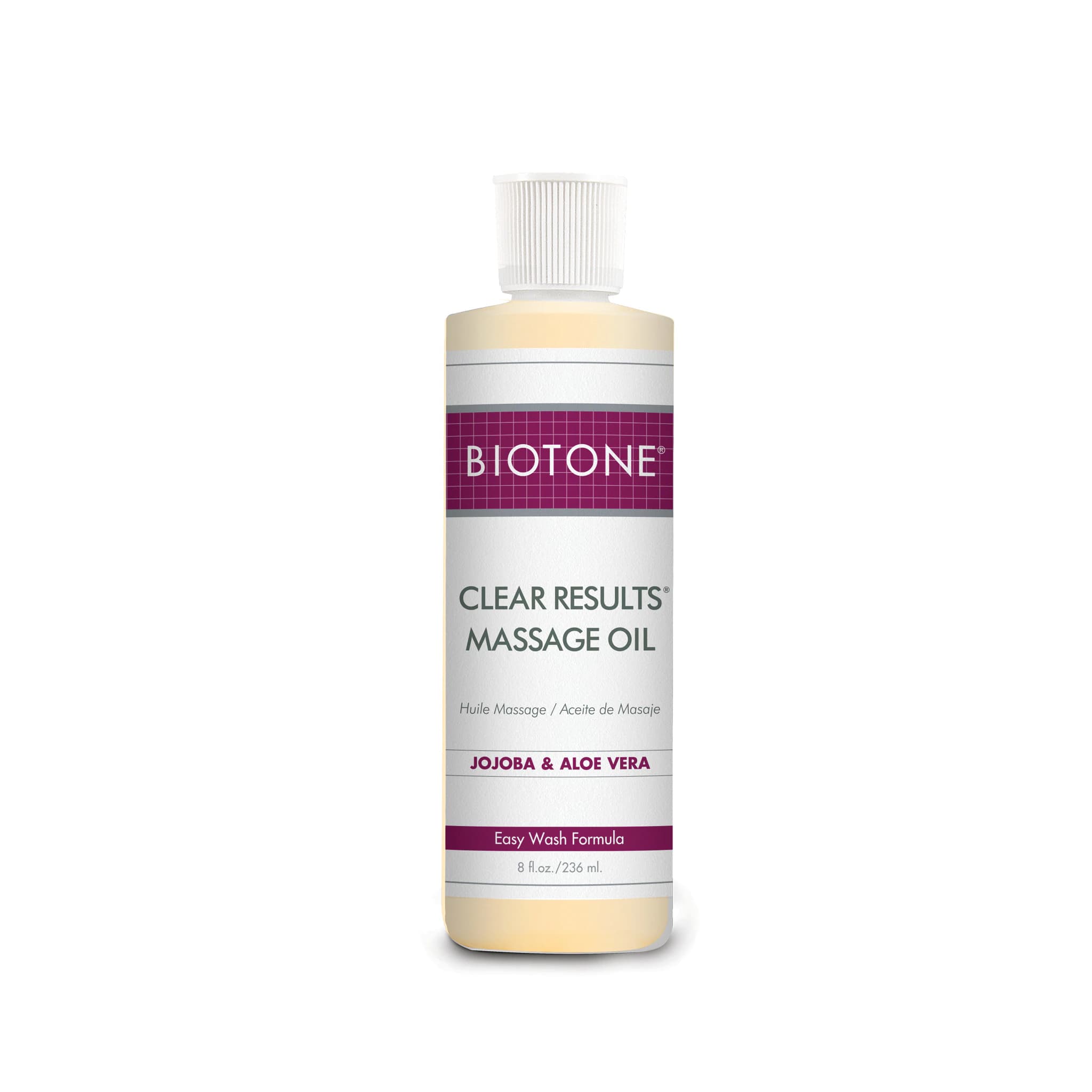 Biotone Clear Results Massage Oil, Aloe Vera & Jojoba, Clear Bottle, 8 oz - Biotone Massage Oil Clear - Image 1