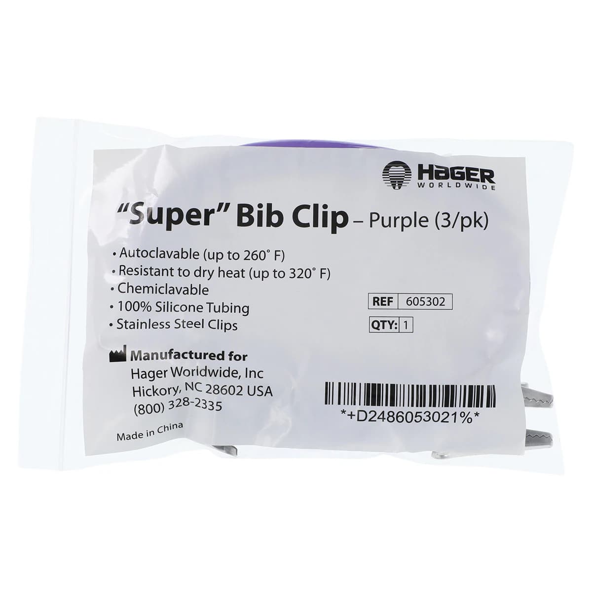 Super Bib Clips, Silicone, Purple, 3/Pk, 605302 thumbnail 3