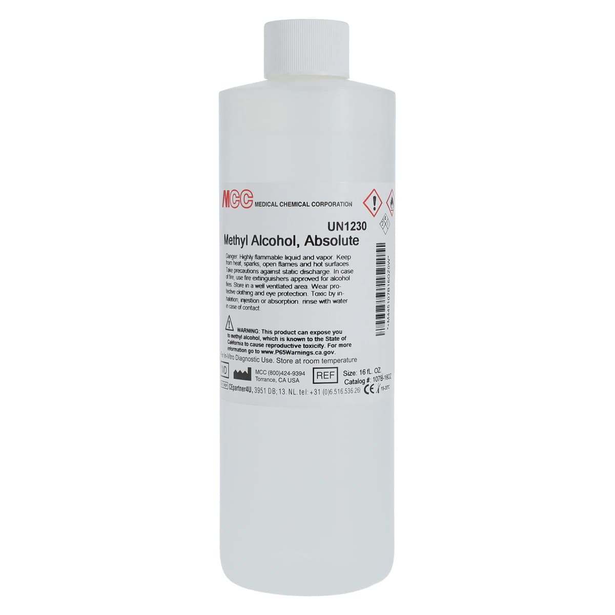 Medical Chemical Methyl Alcohol Absolute (Methanol Reagent), 16 oz Bottle - Methyl Alcohol Absolute - Image 1