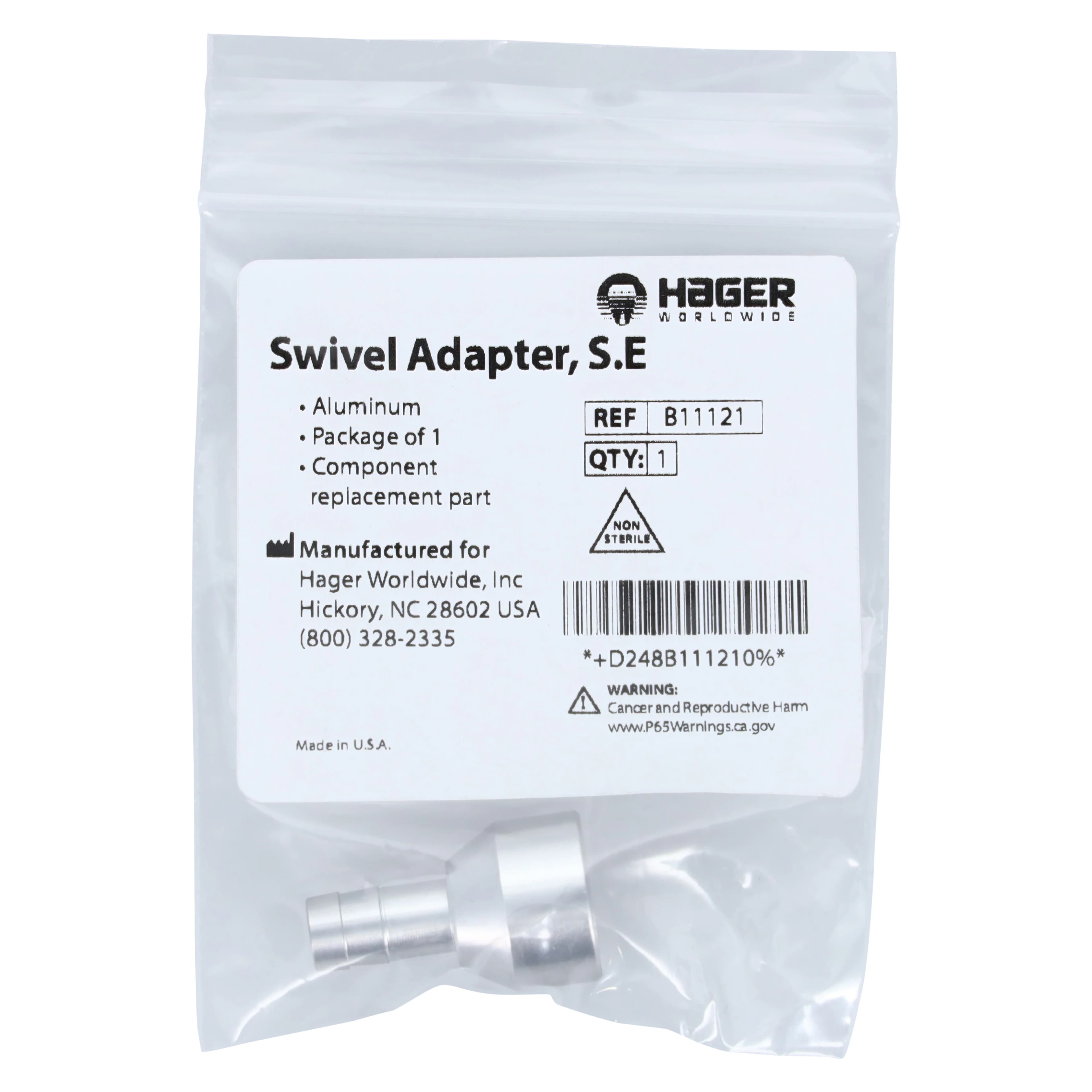 Bull Frog Saliva Ejector Swivel Adapter, Aluminum, Autoclavable, 1/Pkg, B11121 thumbnail 3