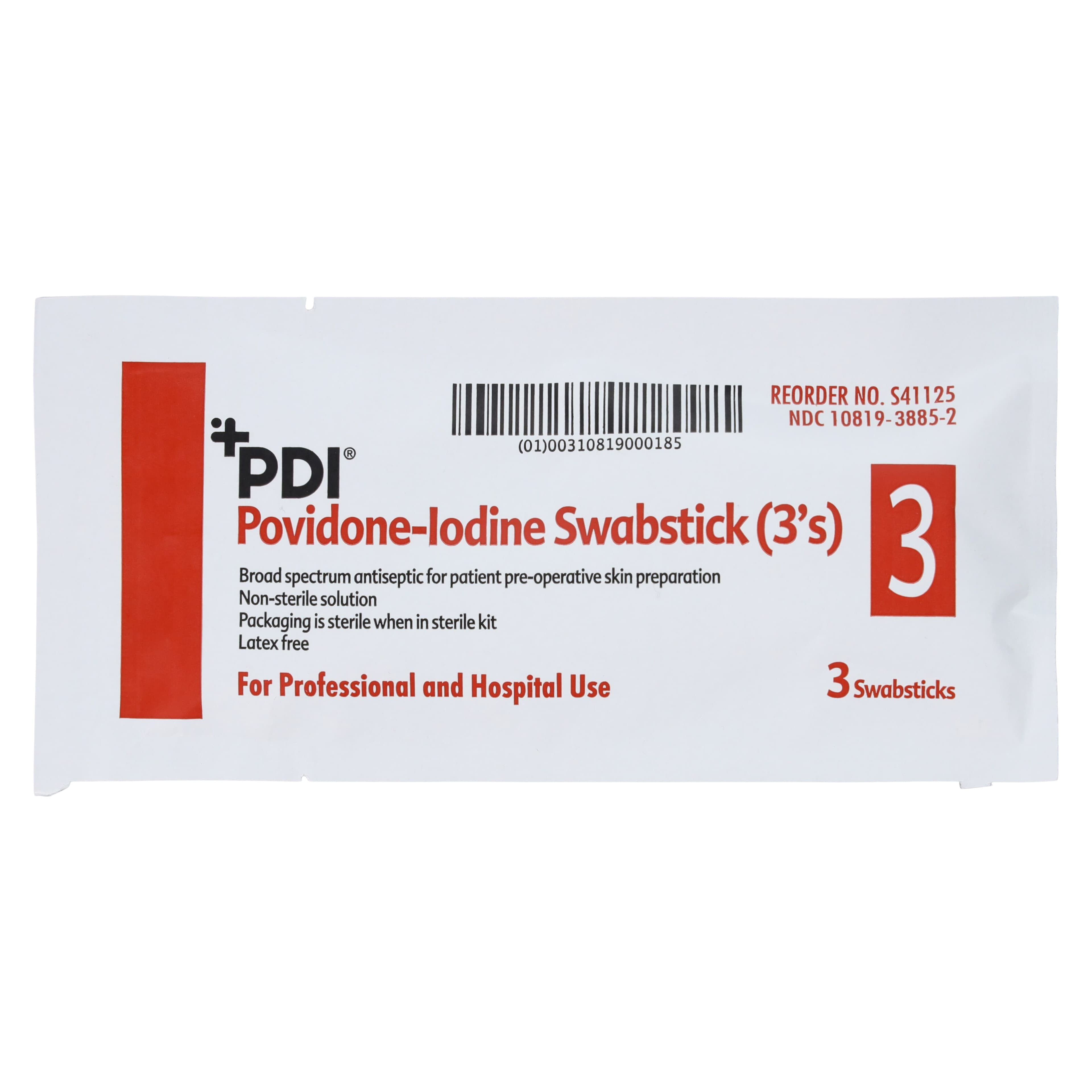 PDI Povidone-Iodine Swabstick Duo-Swab, 10% Prep & 7.5% Scrub, 4" Length, 75 per Box, S41125 thumbnail 3