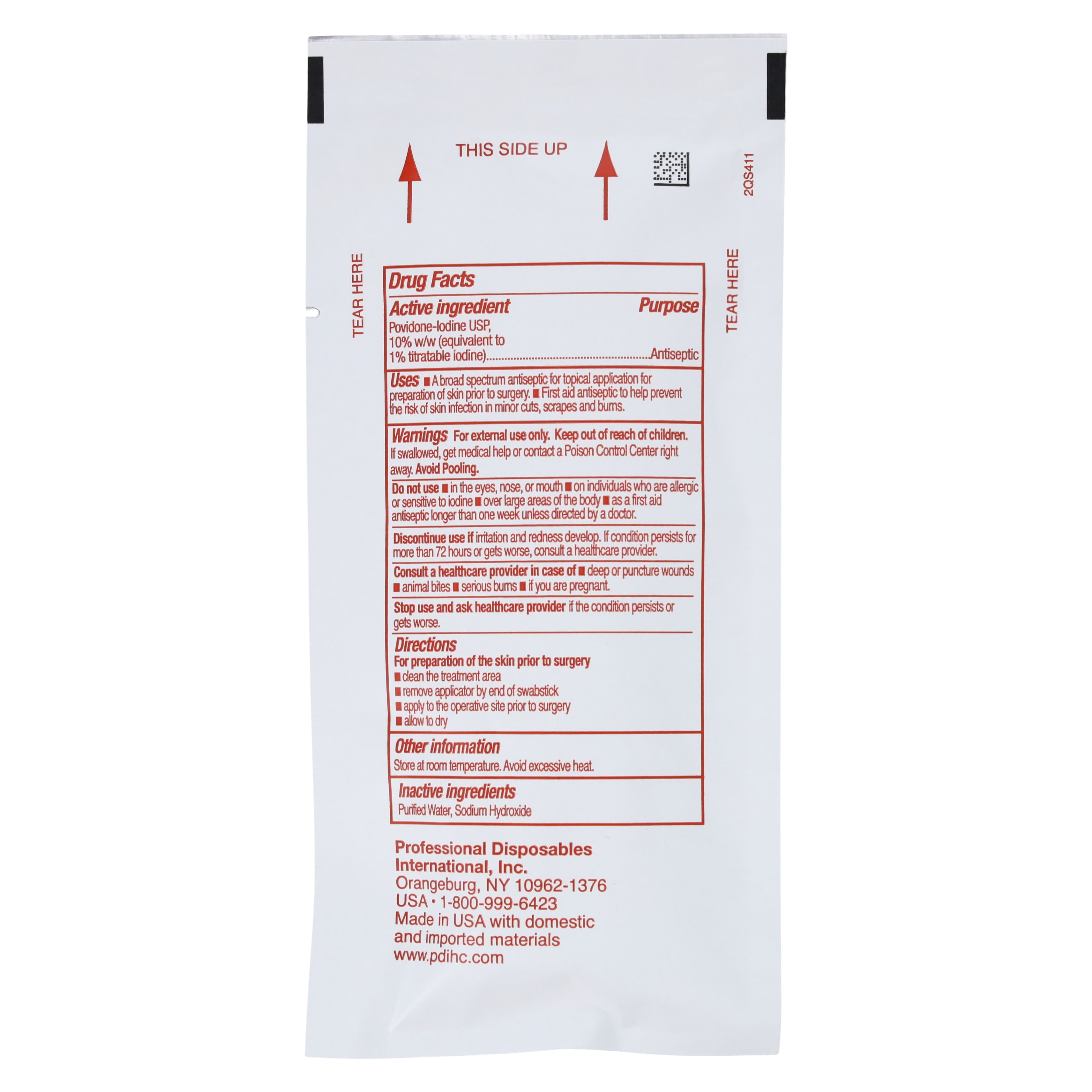 PDI Povidone-Iodine Swabstick Duo-Swab, 10% Prep & 7.5% Scrub, 4" Length, 75 per Box, S41125 thumbnail 4