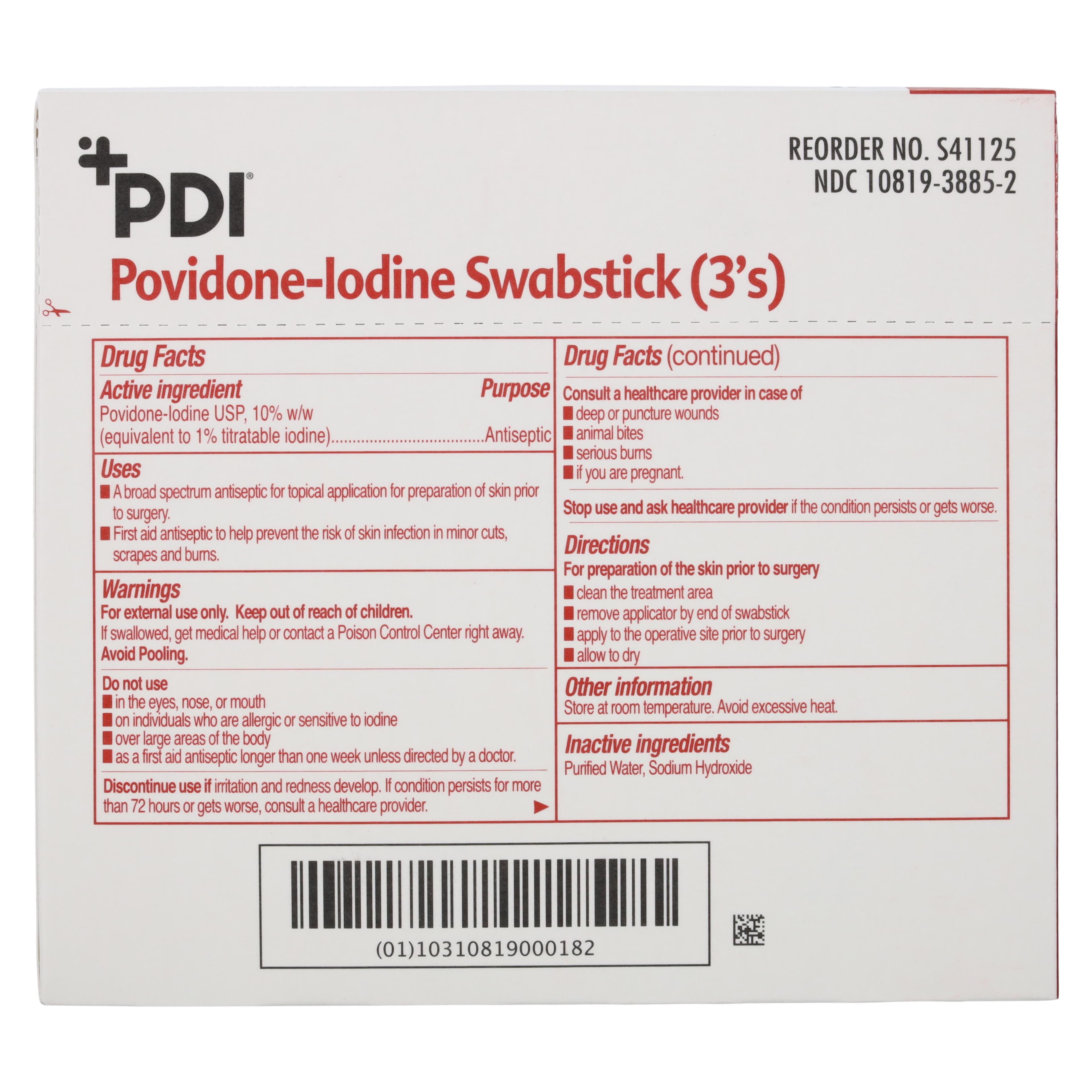 PDI Povidone-Iodine Swabstick Duo-Swab, 10% Prep & 7.5% Scrub, 4" Length, 75 per Box, S41125 thumbnail 6