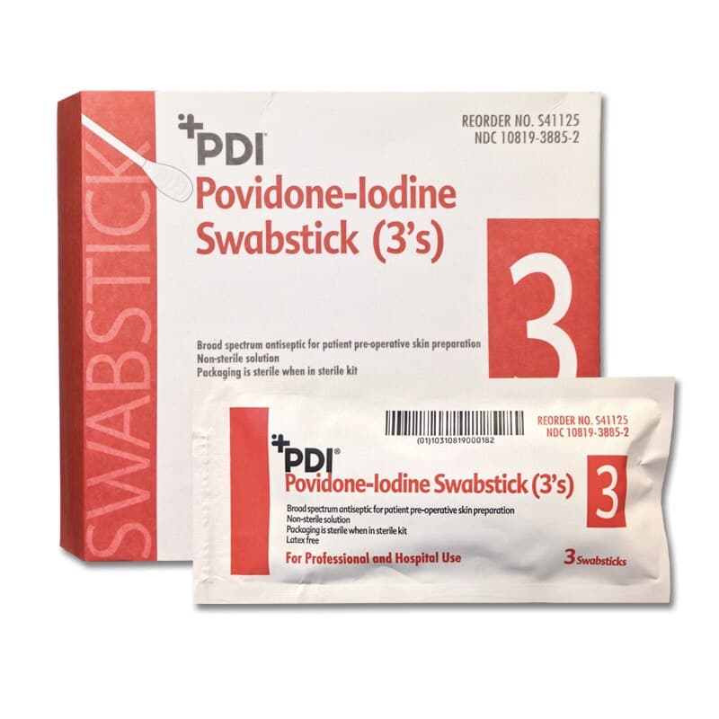 PDI Povidone-Iodine Swabstick Duo-Swab, 10% Prep & 7.5% Scrub, 4" Length, 75 per Box, S41125 thumbnail 2