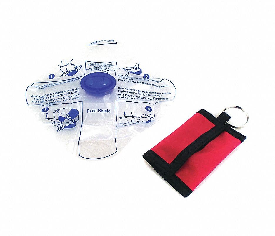 CPR Barrier Mask with Keychain, Red, One-Way Valve, Latex-Free, Each - CPR Barrier Mask w/Keychain - Image 1