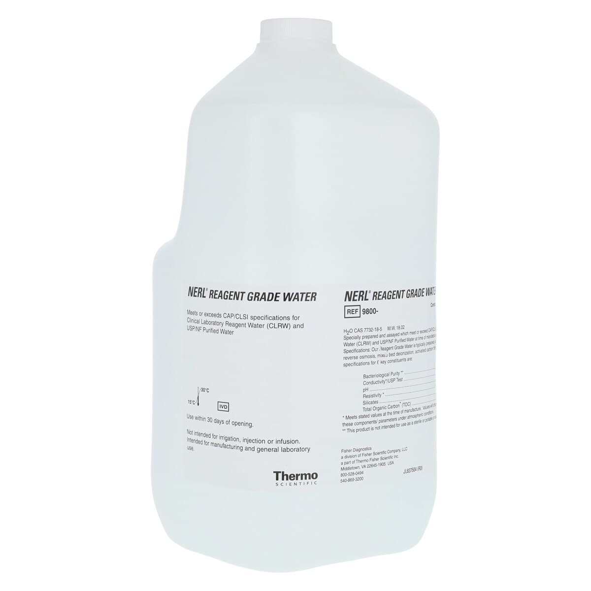 Thermo Scientific NERL Reagent Grade Water Type 1, Deionized, 1 gal Bottle, 4/Case thumbnail 2