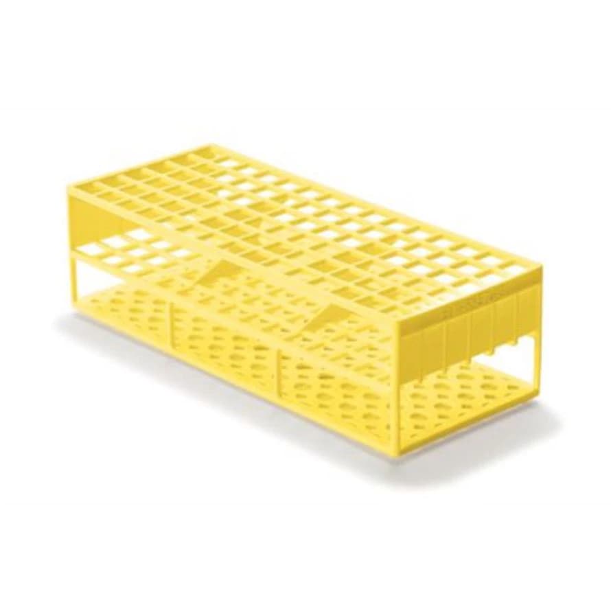 Marketlab Tube Rack, Acetal Resin, 13mm, 90-Place, Yellow, 2/Package - Tube Rack Yellow 13mm - Image 1
