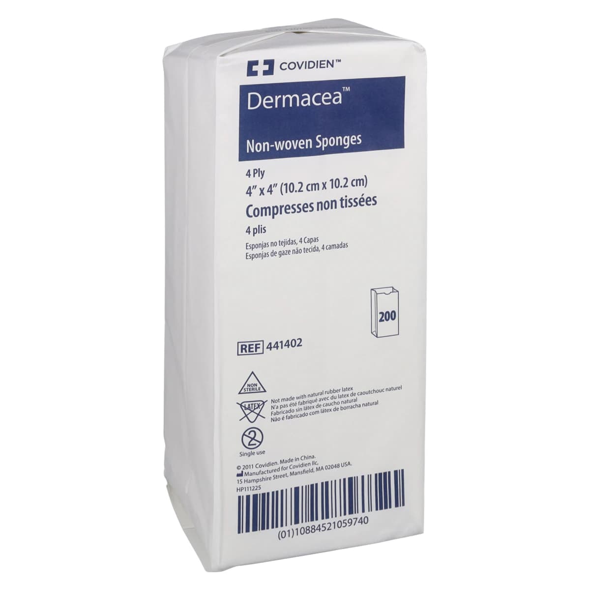 Dermacea Non-Woven Sponge, Rayon/Polyester Blend, 4x4", 4-Ply, Non-Sterile, Latex-Free thumbnail 2