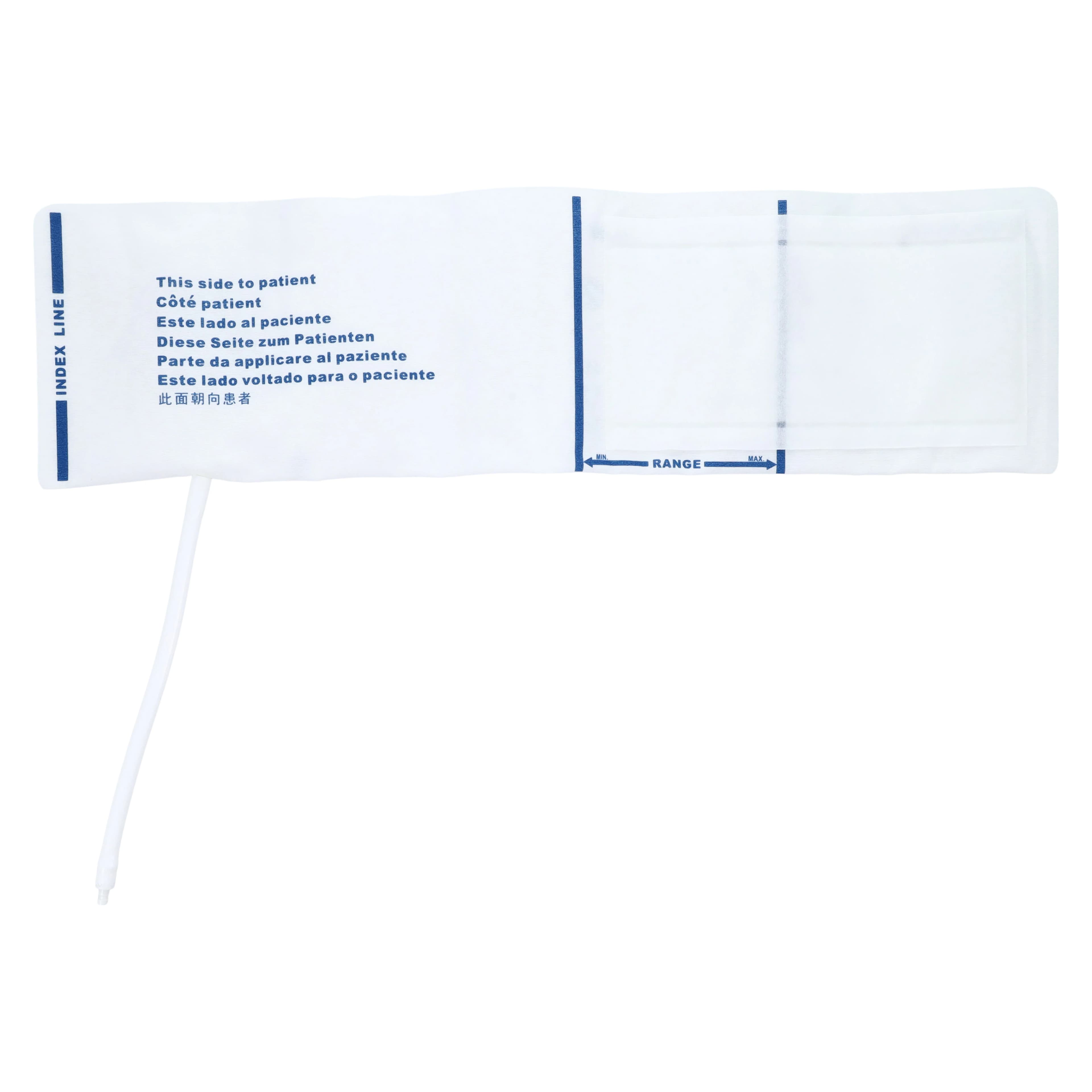 Disposable NIBP Blood Pressure Cuff, White/Navy Blue, Latex-Free, for Datascope Monitor, 10/Box thumbnail 3