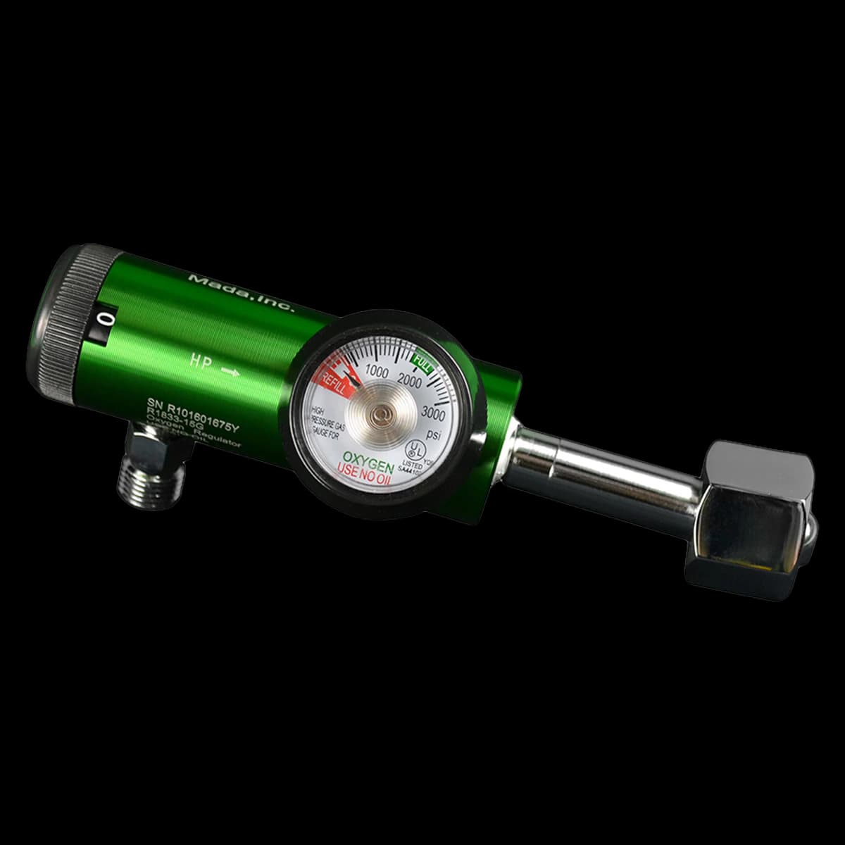 Mada Medical Products Oxygen Regulator, Click Style, CGA-540 Hex Nut/DISS Outlet - Regulator f/O2 w/CGA540 - Image 1