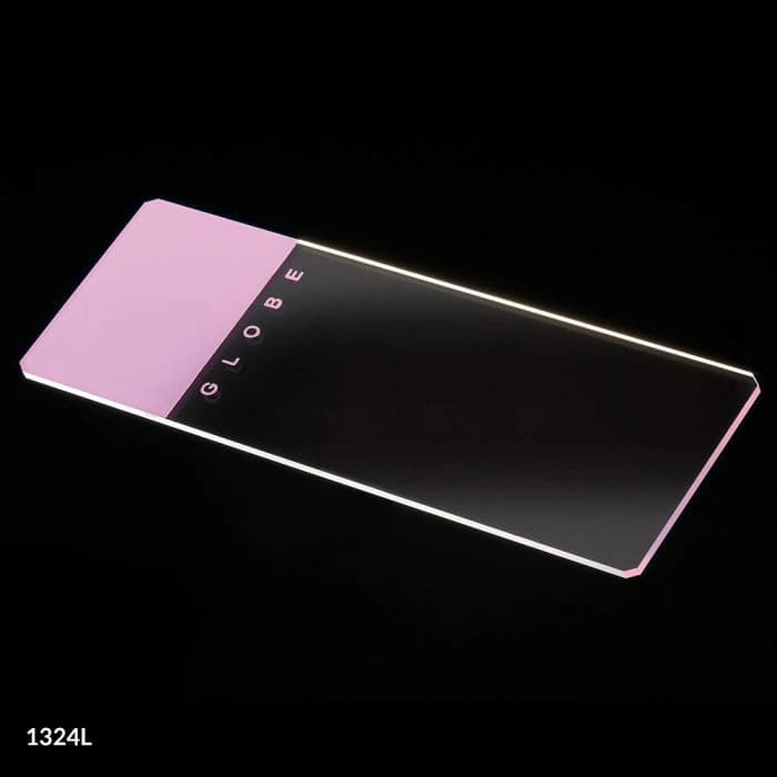 Globe Scientific Frosted Microscope Slides, Lilac, 25x75mm, 90° Ground Edges, Safety Corners, 72/Box - Slides Frost Lilac 72/Bx - Image 1