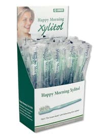 Happy Morning Xylitol Disposable Pre-Pasted Toothbrush with Mint Toothpaste, Individually Wrapped, 50/Box, 605496 - Happy Morning Xylitol Disposable Toothbrushes Impregnated With Mint Toothpaste 50/box, 605496 - Image 1