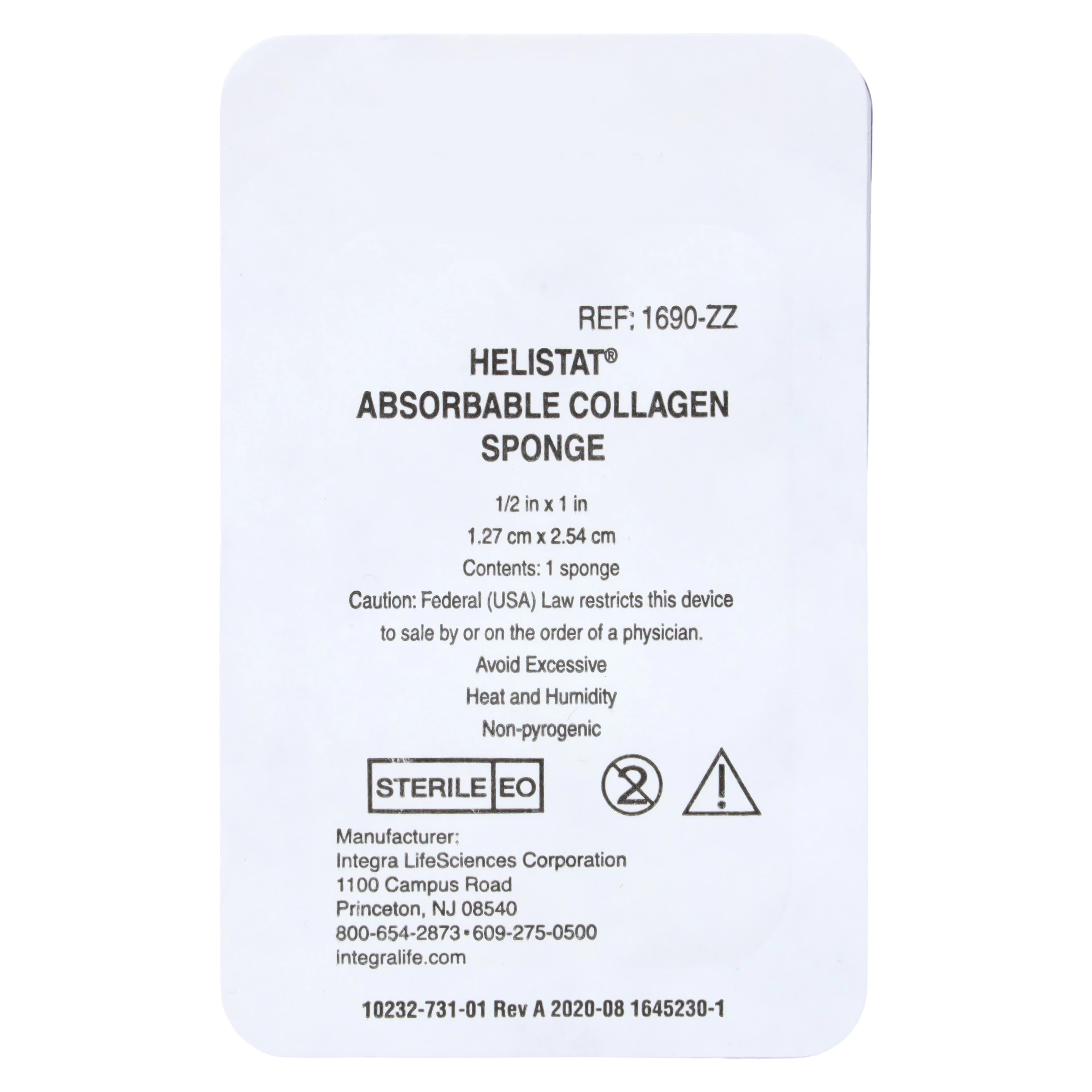 Helistat Absorbable Collagen Hemostatic Sponge, 1/2" x 1", Sterile, 18/Box, 1690ZZ thumbnail 4