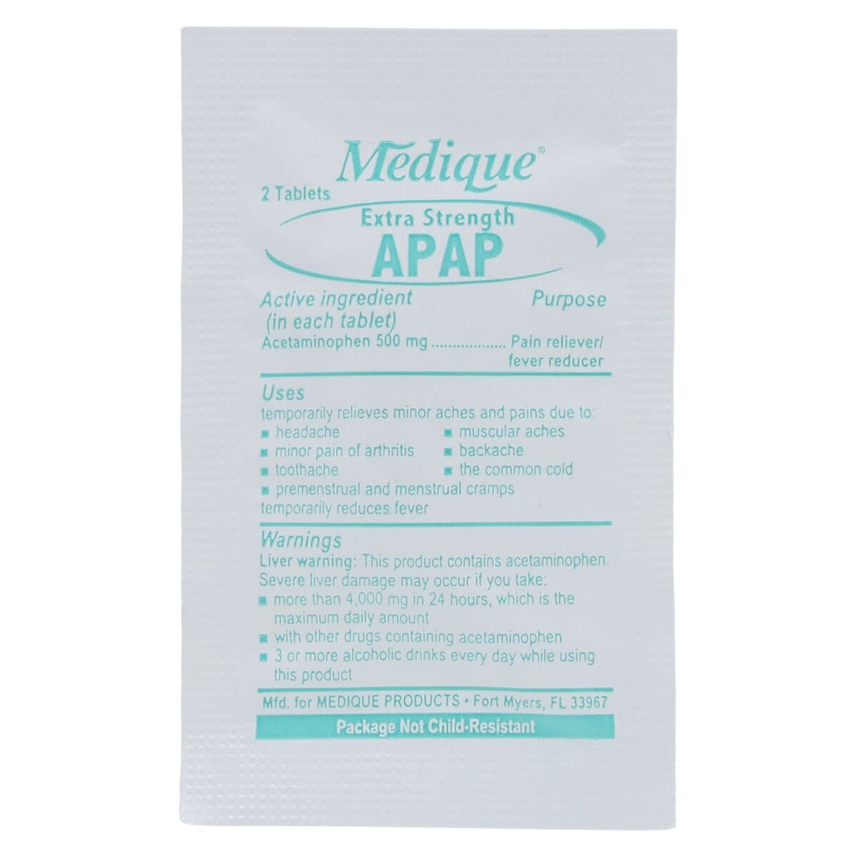 Medique APAP Extra Strength Acetaminophen Tablets, 500 mg, Extra Strength, 250 Count (2 x 125 Tablets) thumbnail 3