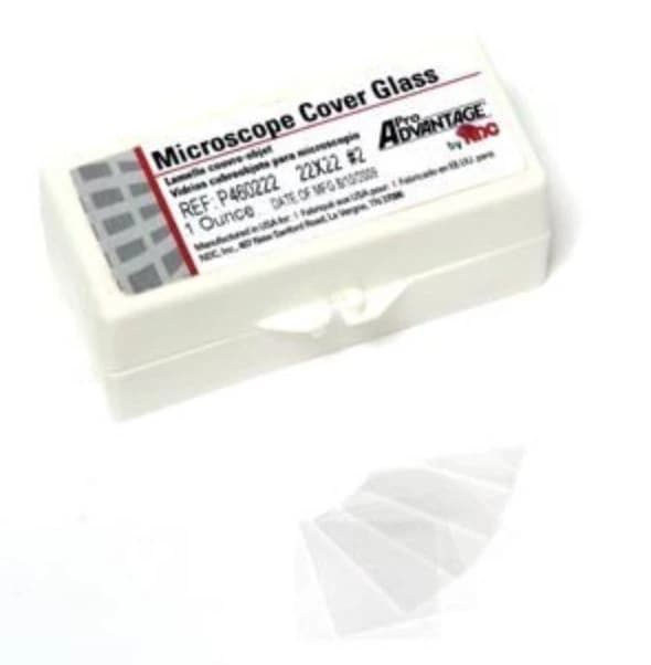 Microscope Cover Glass #2, 22x22mm, Non-Fogging/Non-Corrosive, 10 Dozen/Box - Cover Glass #2 22x22mm - Image 1