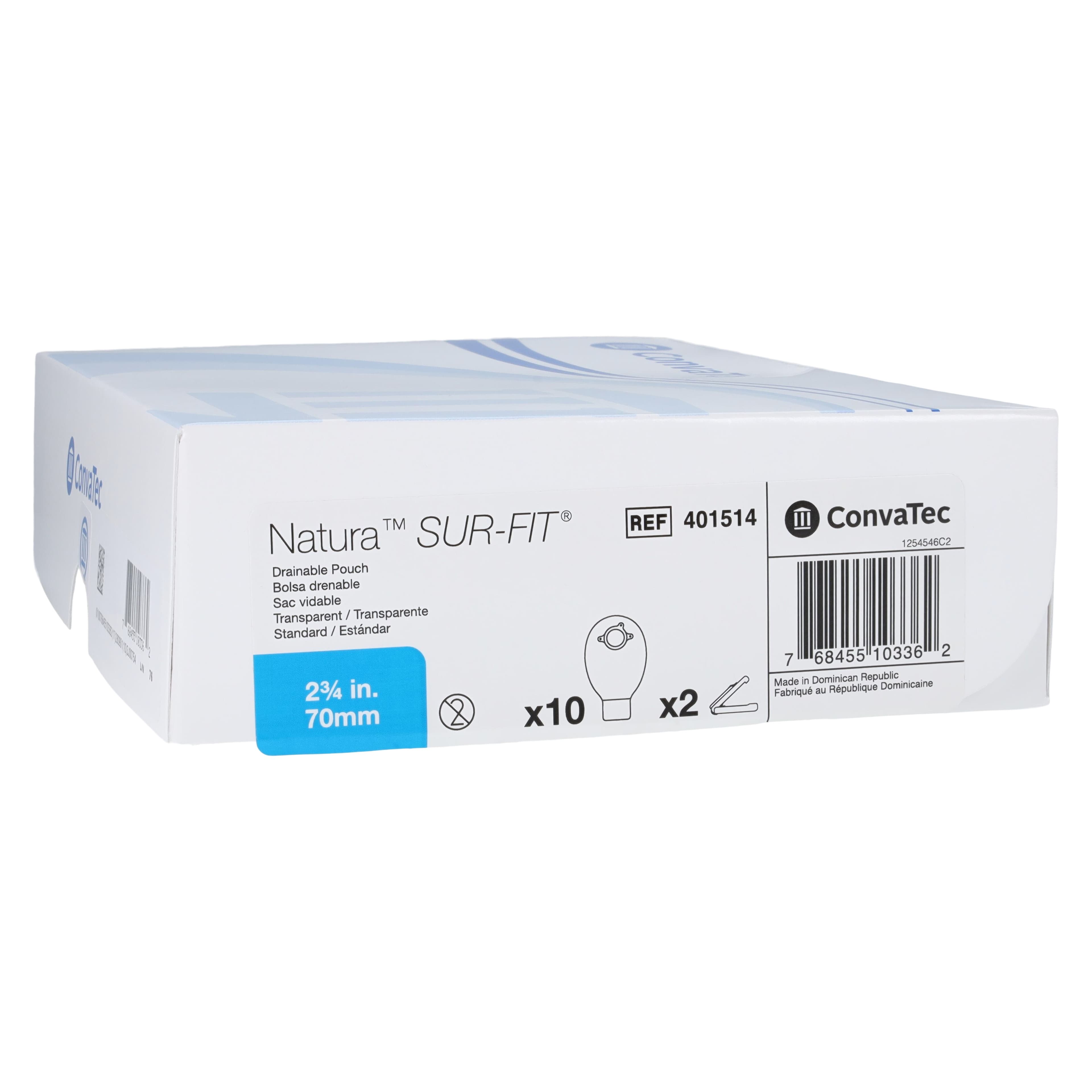 ConvaTec SUR-FIT Natura 2-Piece 12" Transparent Drainable Ostomy Pouch - SureFit Drain Pouch 12" - Image 1