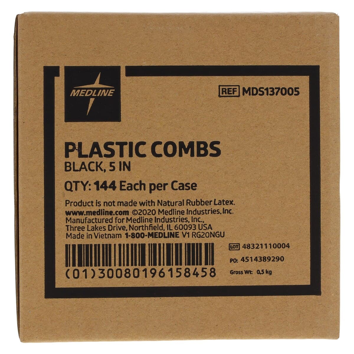 Medline Plastic Comb, 5" Black, Latex-Free, 144/Box thumbnail 4
