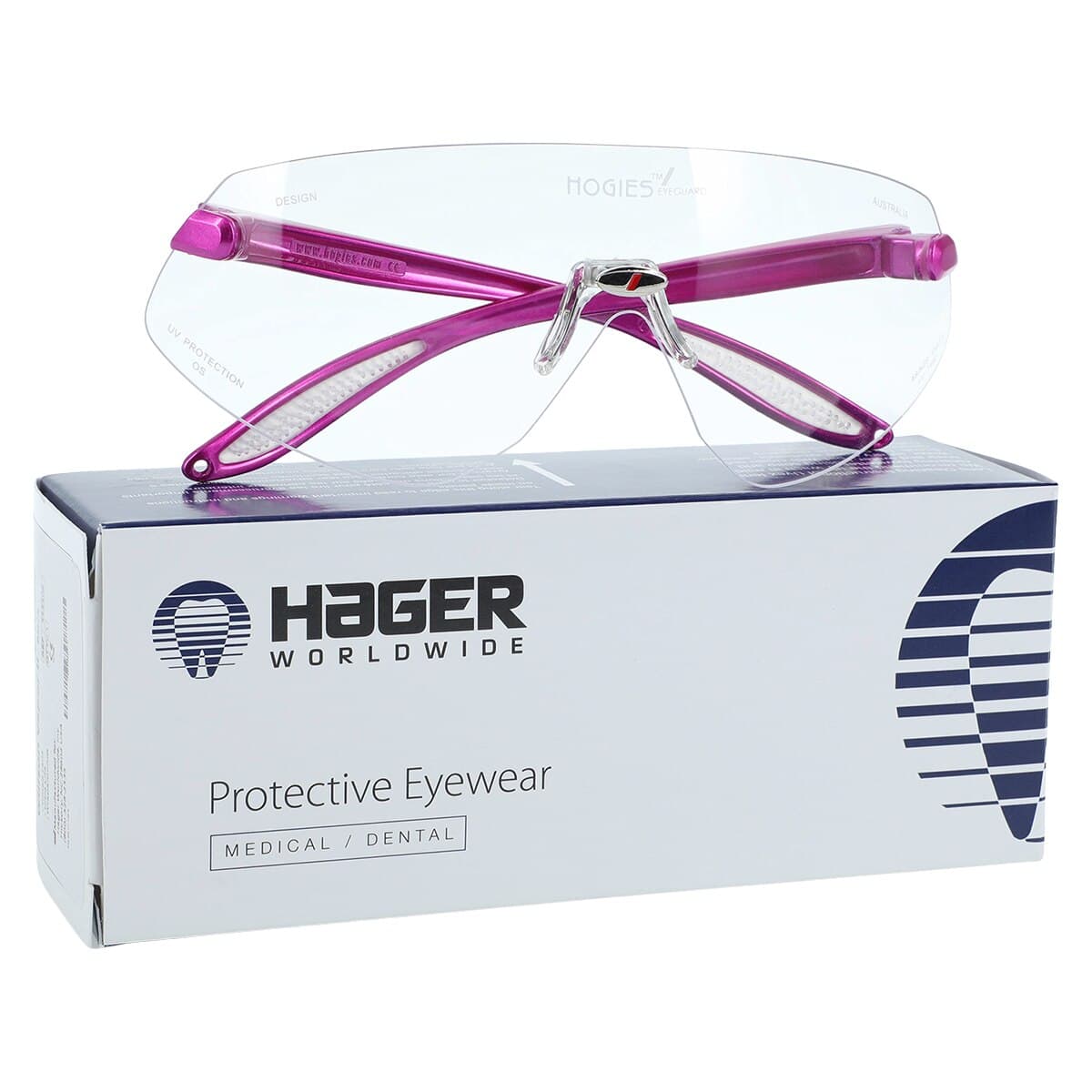 Hager Outback Protective Eyewear, Clear Lens, Hot Pink Frame, One Size Fits All, 100703 thumbnail 2