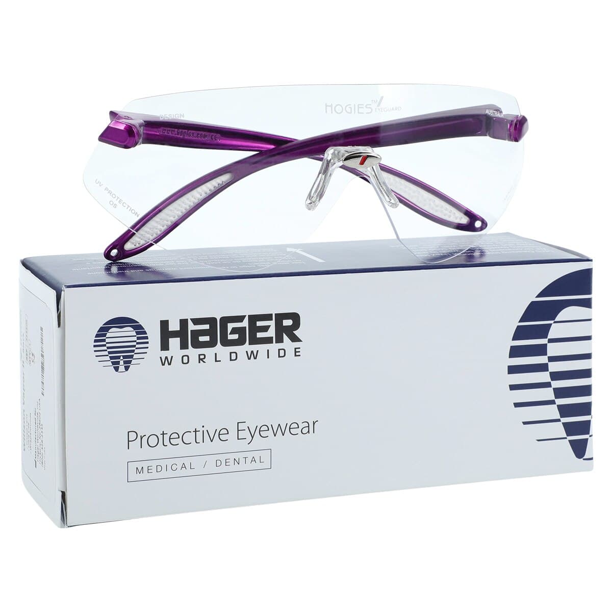 Hager Outback Protective Eyewear, Clear Lens, Purple Frame, 1/Pair, 100705 thumbnail 2