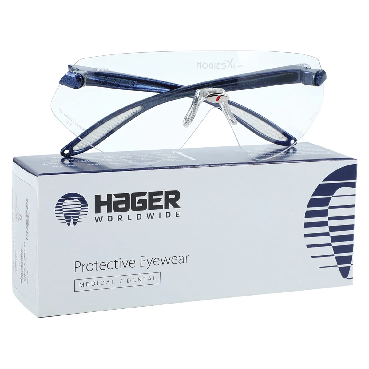 Hager Outback Protective Eyewear, Clear Lens, Blue Frame, One Size Fits All, 100706 - Outback Protective Eyewear Clear Lens Blue Frame - Image 1