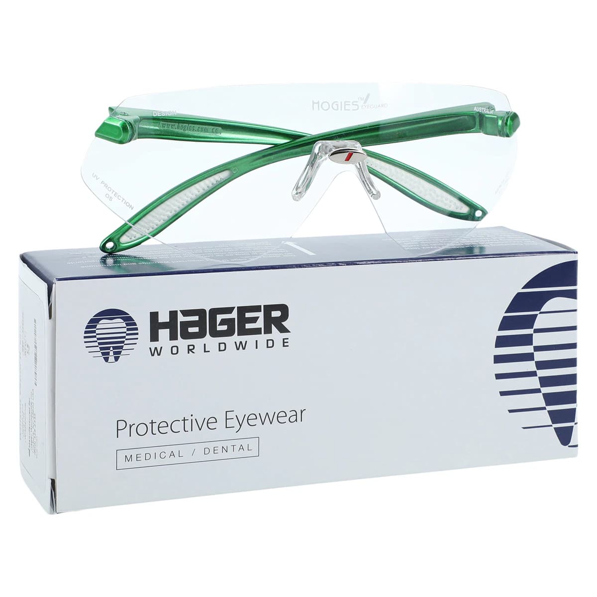 Hager Outback Protective Eyewear, Clear Lens, Green Frame, 1/Pair thumbnail 2