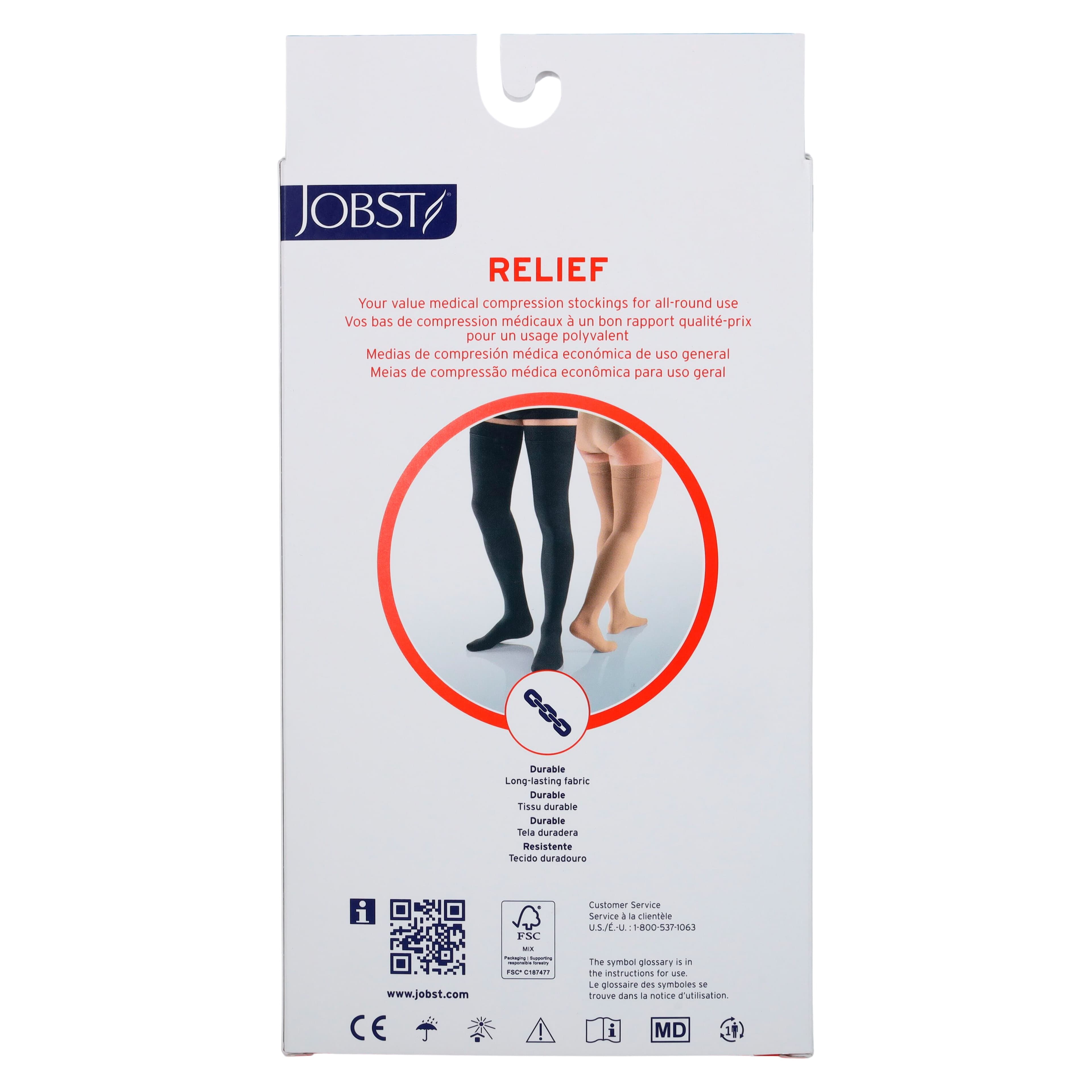 BSN Medical Relief Compression Socks, Knee High/Full Calf, Closed Toe, 20-30 mmHg, XL, Black thumbnail 3