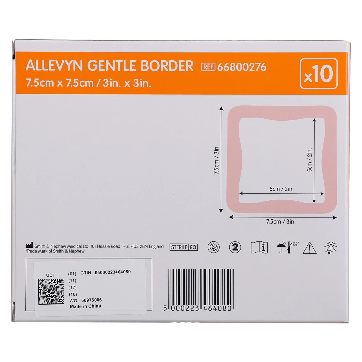 Allevyn Gentle Border Foam Dressing, 3x3" (7.5 x 7.5 cm), Adhesive, Hydrocellular, Box of 10 thumbnail 4