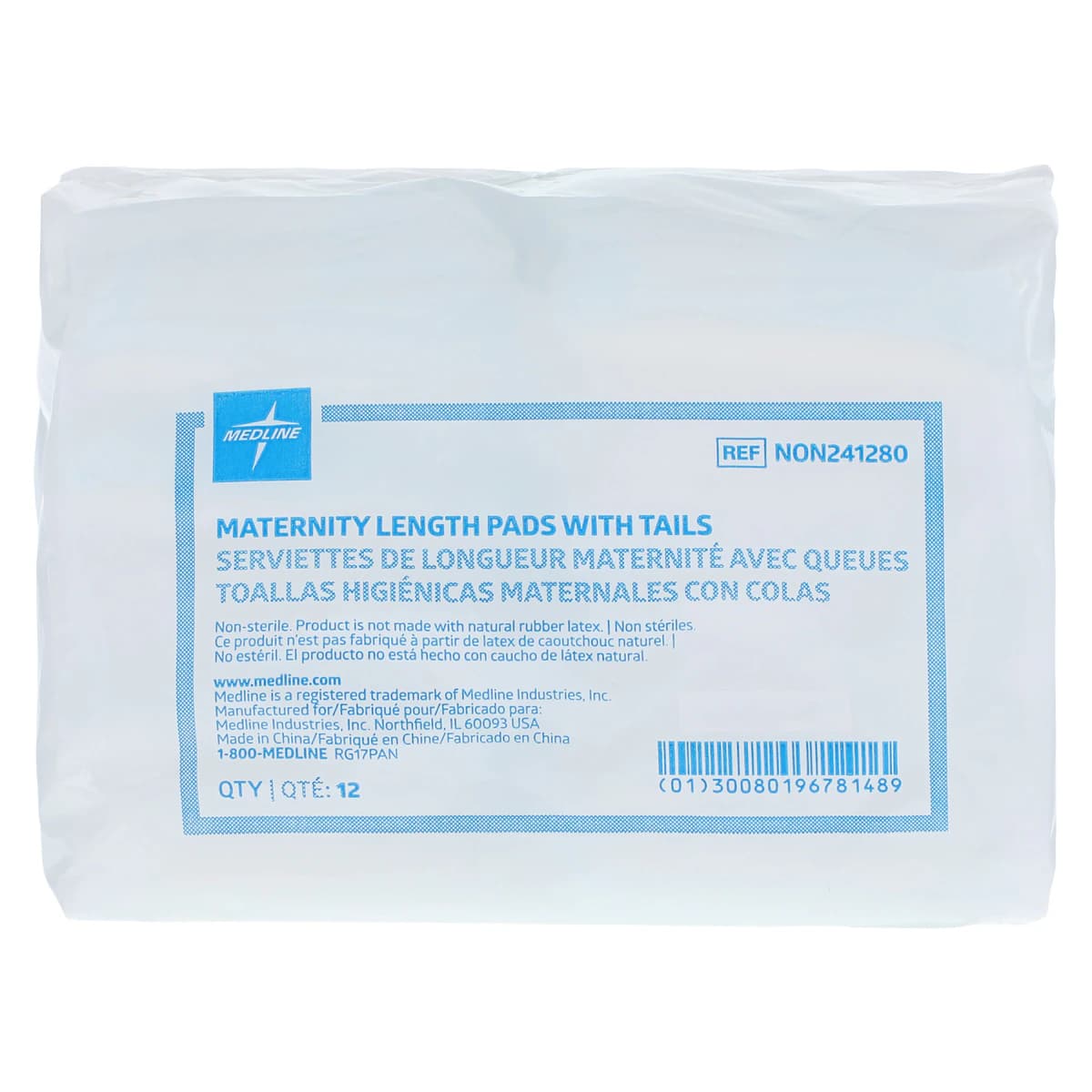 OB Maternity Pad XL with Tails, 11 Inch, White, Disposable, 288/Case thumbnail 2