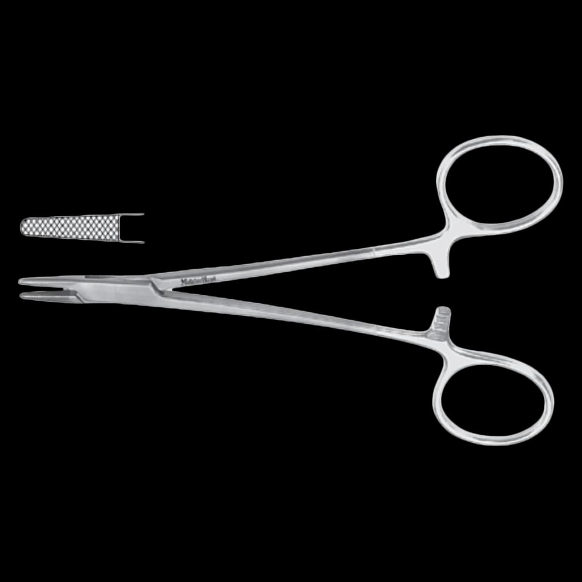 Miltex Meister-Hand Baumgartner Needle Holder, Serrated Jaw, 5-1/2" (14 cm), Tungsten Carbide, Each - Needle Holder Baumgartner - Image 1