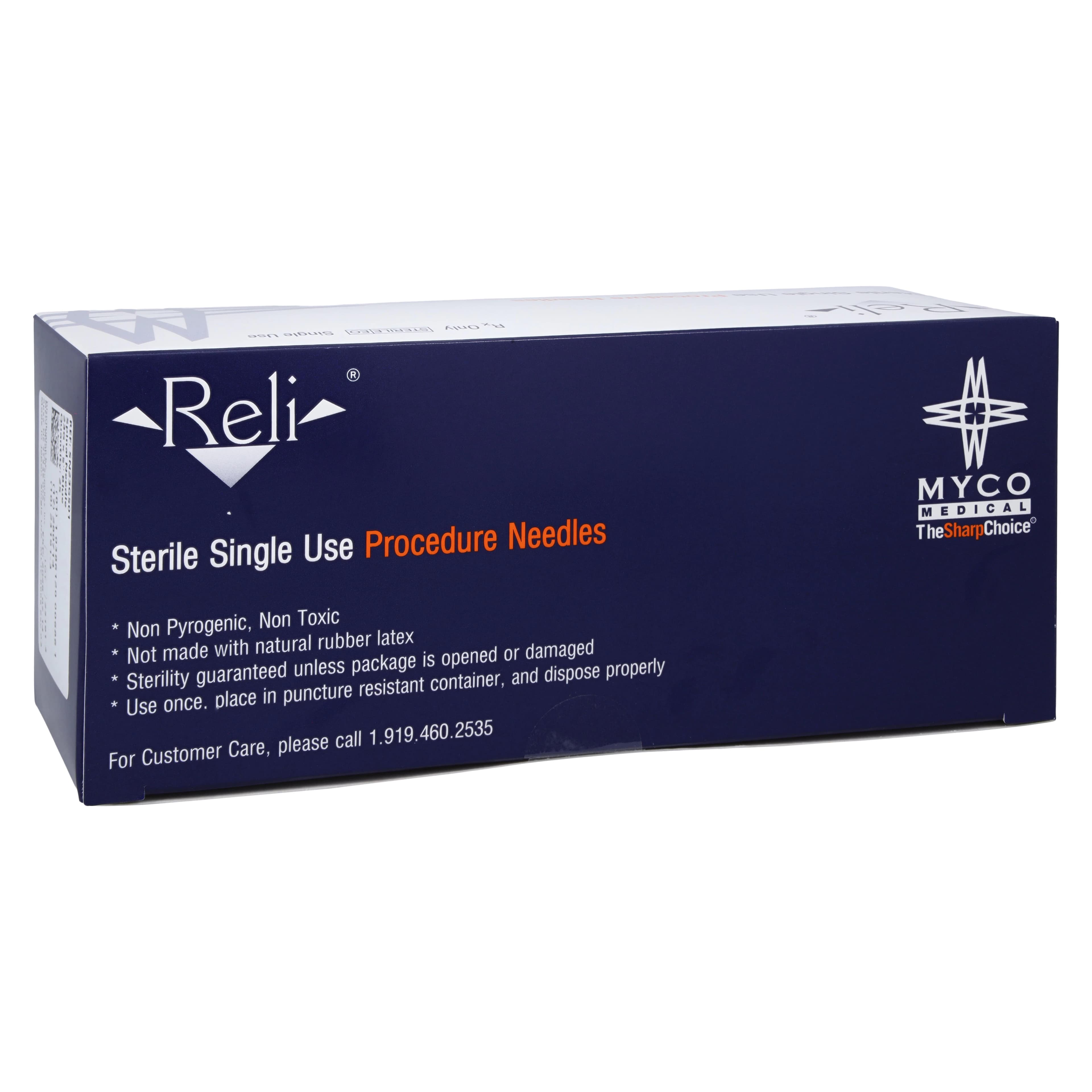 Myco Medical Reli Quincke Point Spinal Needle, 23G x 5", Sterile, Blue, 25/Bx, SN23G501 - MYCO RELI QUINCKE POINT SPINAL NEEDLES SN23G501 - Image 1