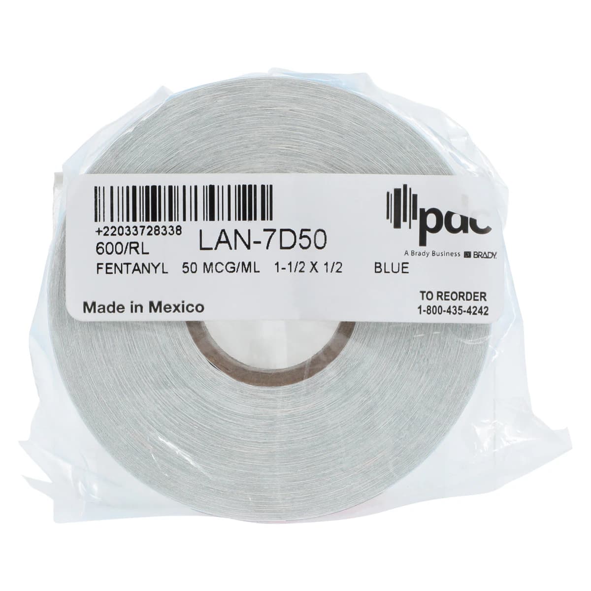 Anesthesia Label, Fentanyl 50 mcg/mL, Blue, 1-1/2" x 1/2", 600/Roll thumbnail 3