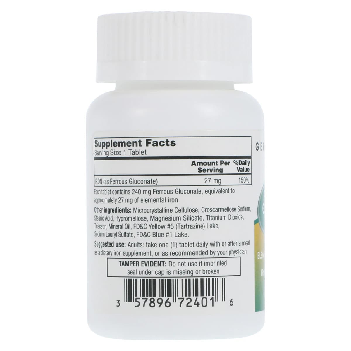 Geri-Care Ferrous Gluconate Tablets, Iron Adult Supplement, 27mg, 100/Bottle thumbnail 2