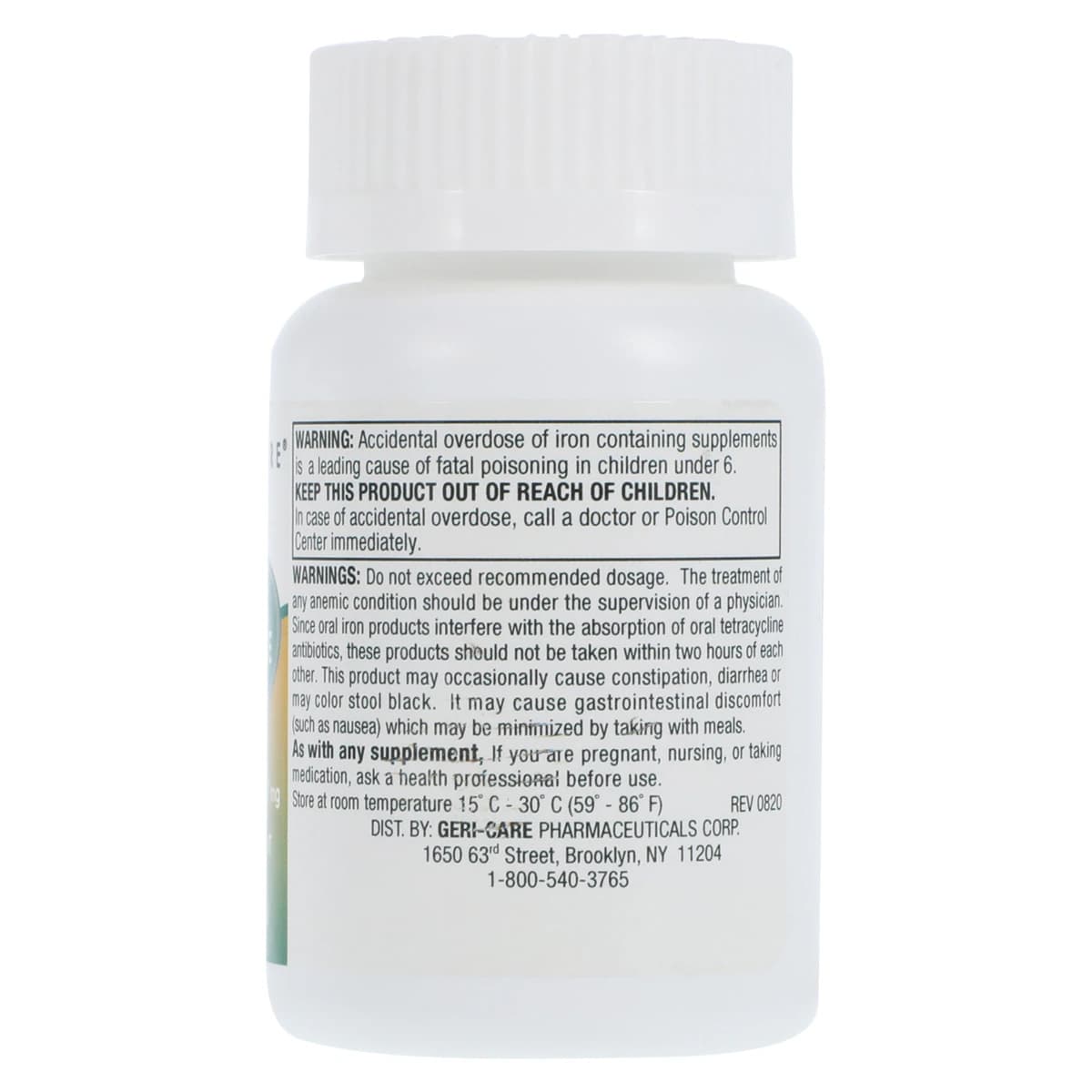 Geri-Care Ferrous Gluconate Tablets, Iron Adult Supplement, 27mg, 100/Bottle thumbnail 3