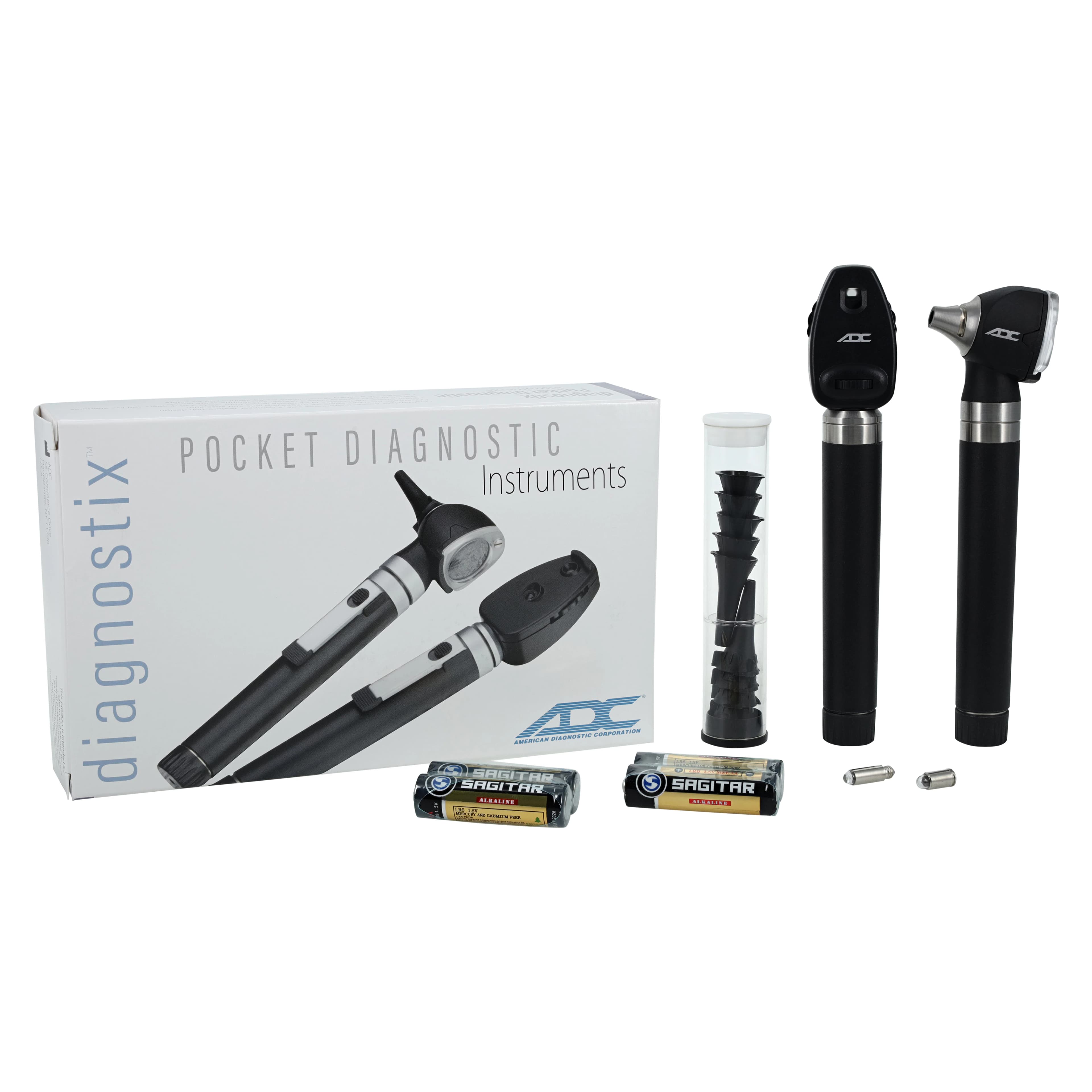 American Diagnostic Pocket Otoscope/Ophthalmoscope Set, 2.5V Halogen/Xenon, Black (HS #1146146) thumbnail 2